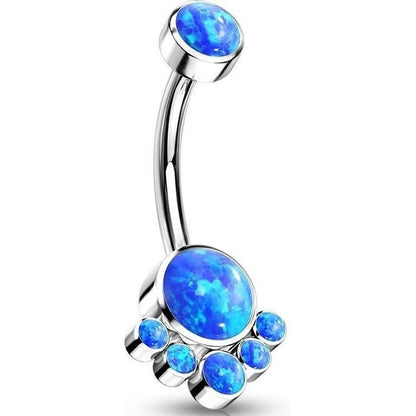 Titan Bauchnabelpiercing Opal Silber Innengewinde