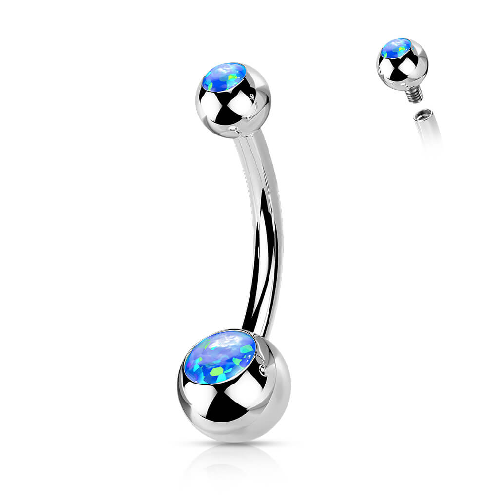 Titanium Belly Button Piercing Ball Opal Internally Threaded