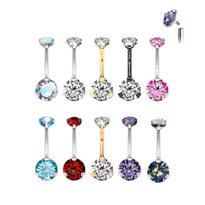 Titanium Belly Button Piercing Zirconia Internally Threaded