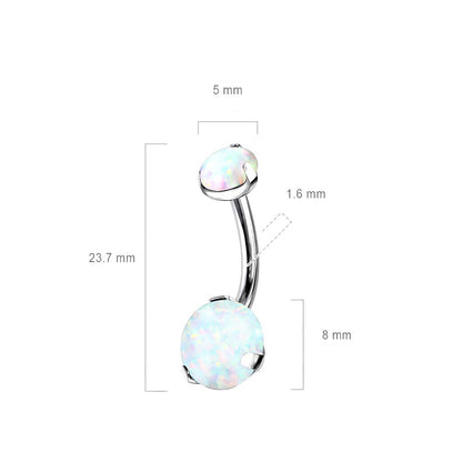 Titane Piercing Nombril Opal Serti Griffe Filetage Interne