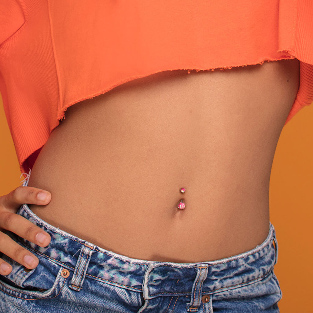 Titane Piercing Nombril Opal Serti Griffe Filetage Interne