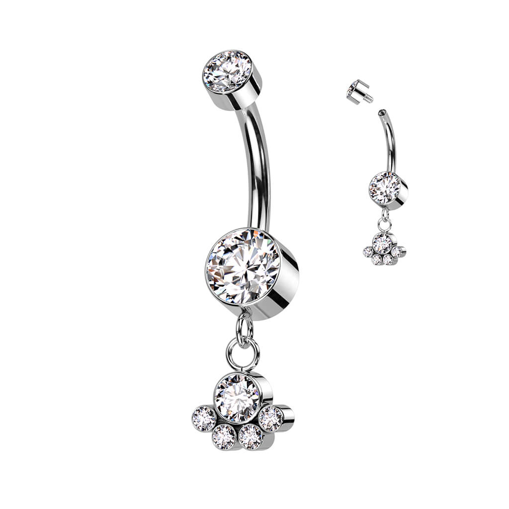 Titan Bauchnabelpiercing Zirkonia beweglich Silber Innengewinde