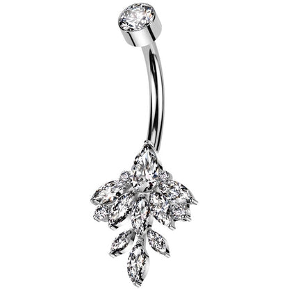 Titan Bauchnabelpiercing Marquise Blatt Zirkonia Innengewinde