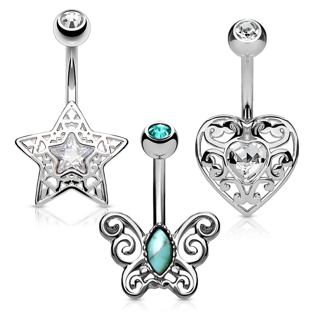 Bauchnabelpiercing Set Zirkonia