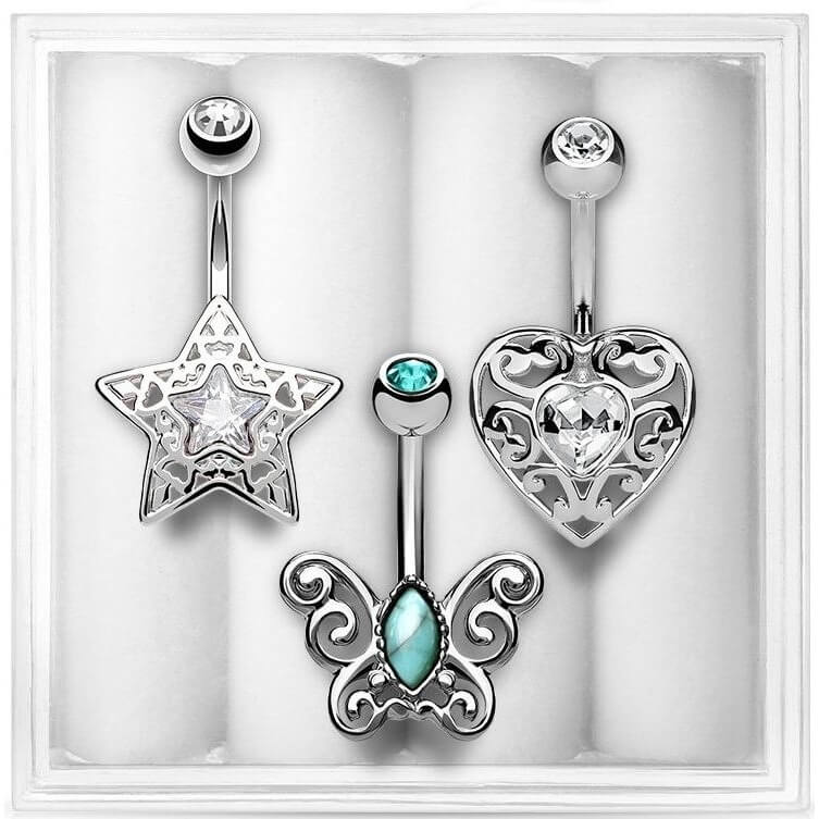 Bauchnabelpiercing Set Zirkonia