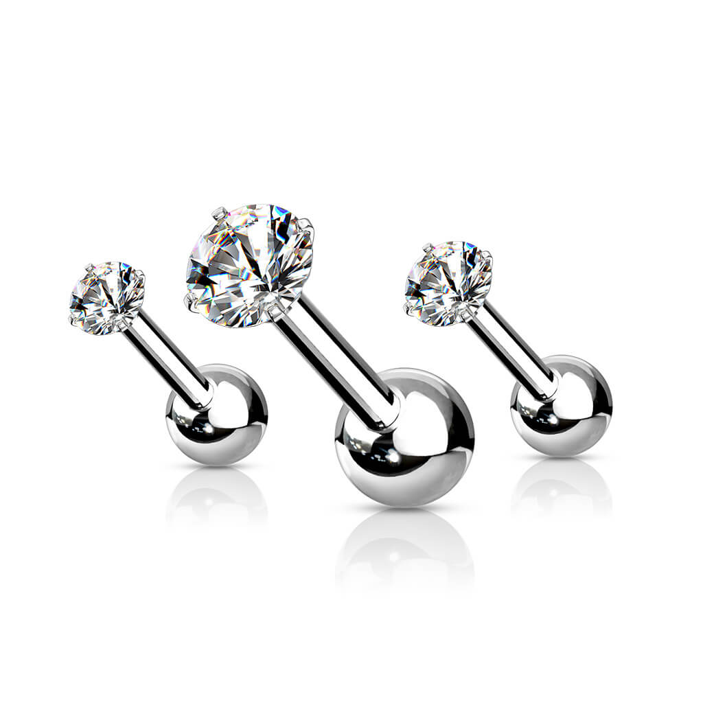 Barbell Argento e zircone tondo