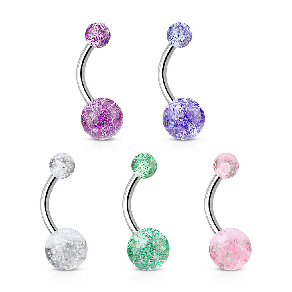 Belly Button Piercing Acrylic Ultra Glitter Ball