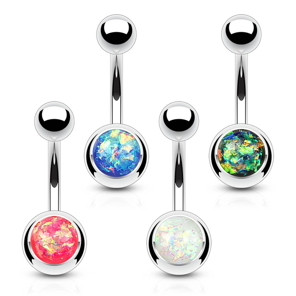 Bauchnabelpiercing Kugel Opal Silber