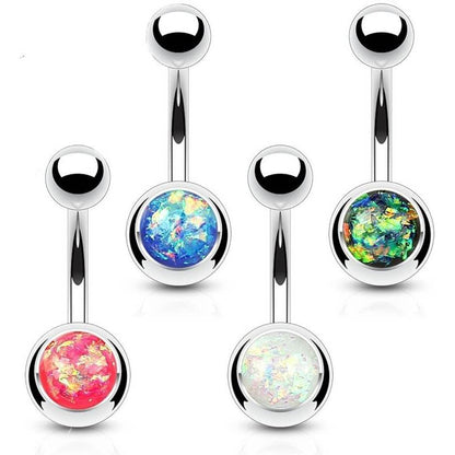 Bauchnabelpiercing Kugel Opal Silber