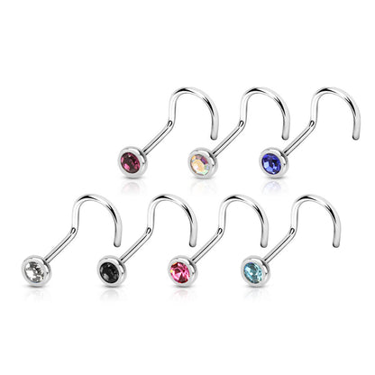 Screw Nasale Argento e zircone tondo