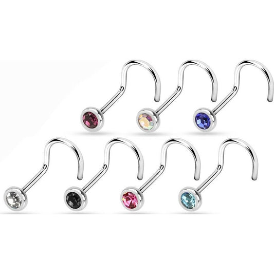 Screw Nasale Argento e zircone tondo