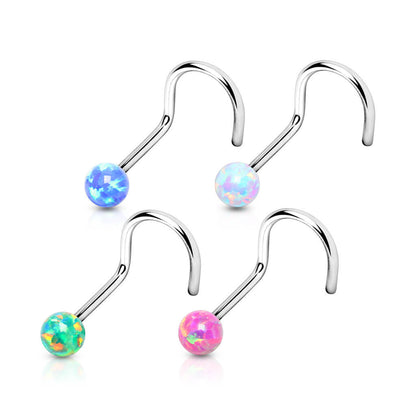 Nose Screw Ball Opal Silver