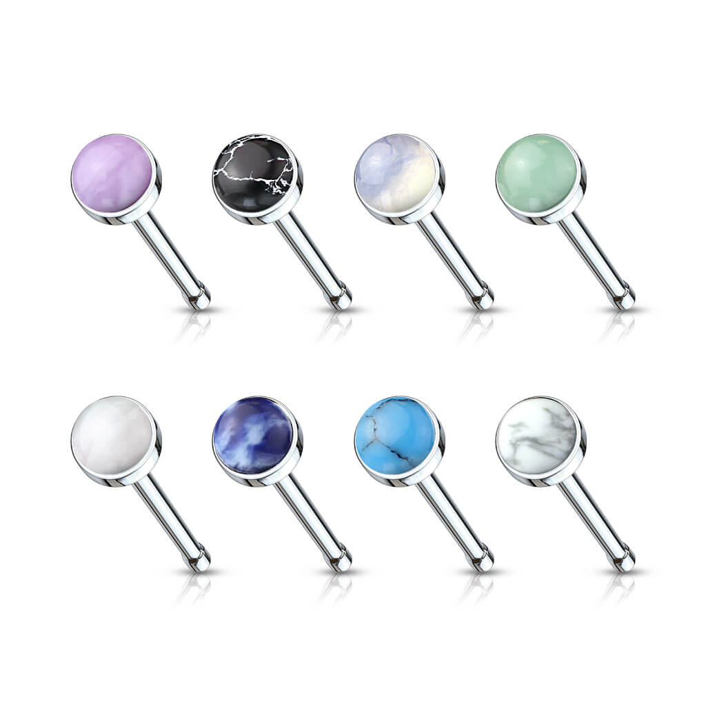 Nose Stud Semi-Precious Stone Round