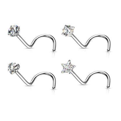 Nose Screw Set Zirconia Silver