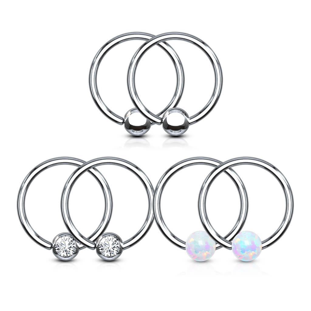 Ring Ball Zirconia Opal Silver Captive Bead