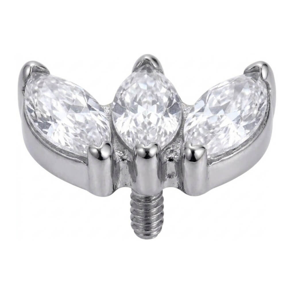 Titanium Top Three Marquise Zircon Fan Internally Threaded