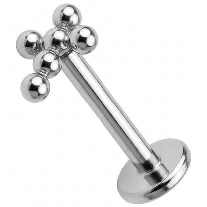 Titanium Labret Five Bead Cross Cluster Internally Threaded