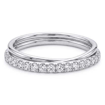Titanium Ring Double Band Zirconia Row Clicker