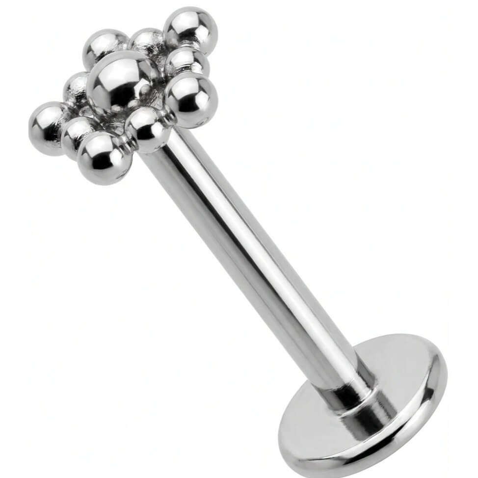 Titanium Labret Beaded Rhombus Cluster Top Internally Threaded