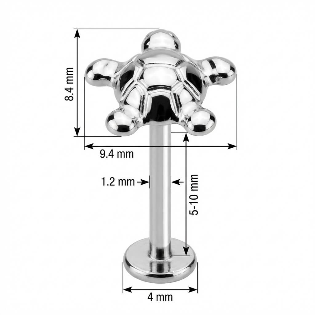 Titanium Labret Detailed Sea Turtle Top Internally Threaded