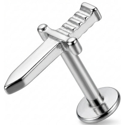 Titanium Labret Sharp Dagger Blade Top Internally Threaded