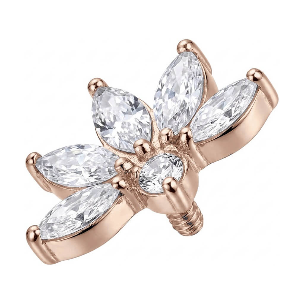 Titanium Top Marquise Lotus Flower Fan Internally Threaded