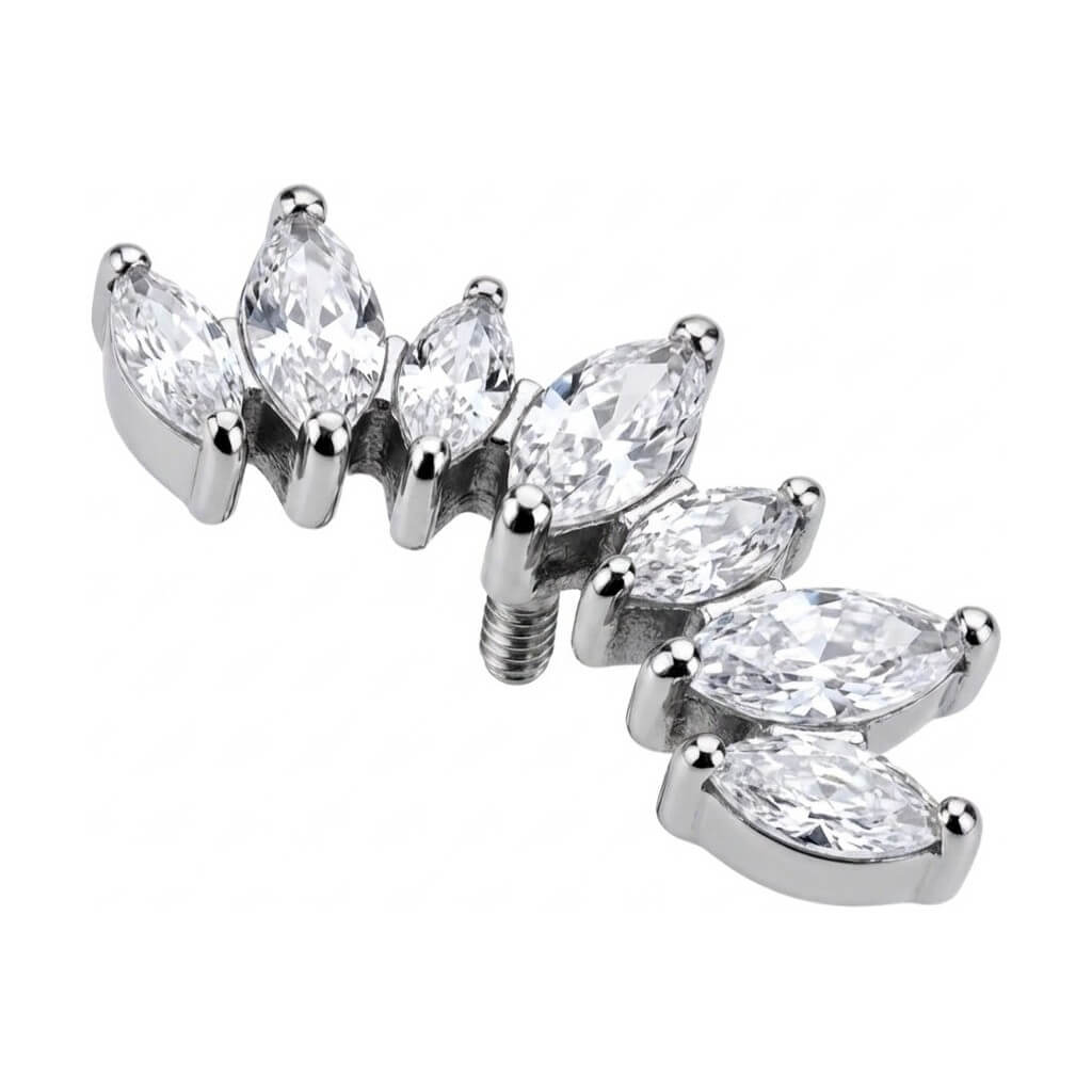 Titanium Top Curved Marquise Zirconia Cluster Internally Threaded