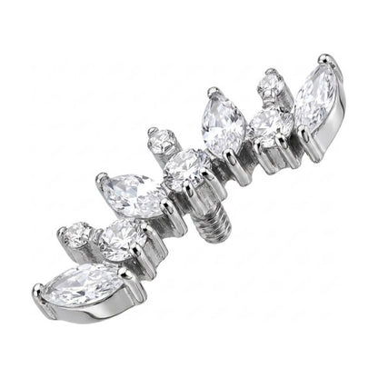 Titanium Top Curved Marquise Cut Cluster Internally Threaded
