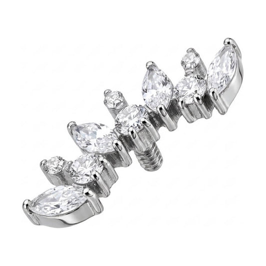 Titanium Top Curved Marquise Cut Cluster Internally Threaded