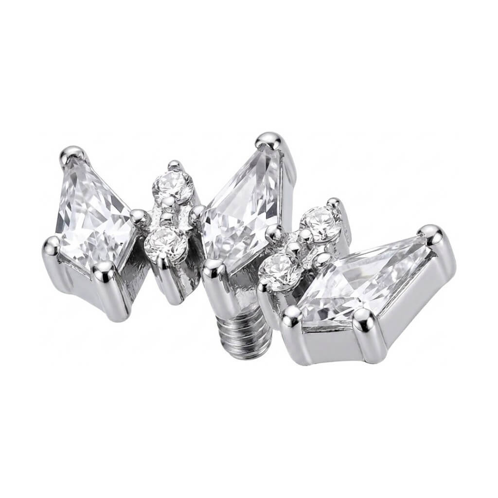 Titanium Top Triple Kite Zirconia Cluster Internally Threaded