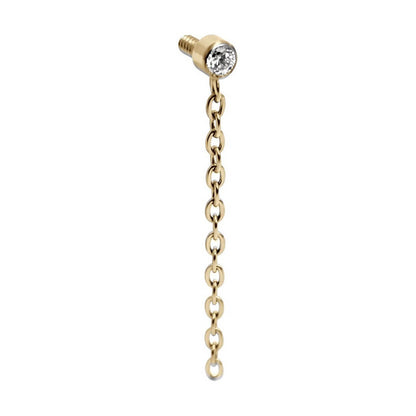 Titanium Top Round Zirconia With Dangle Chain Internally Threaded