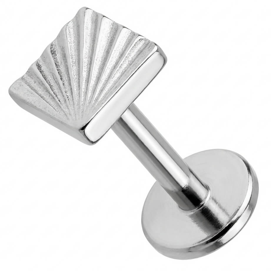 Titanium Labret Textured Fan Shape Design Internally Threaded