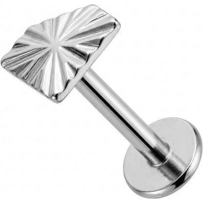 Titanium Labret Rectangular Sunburst Rays Internally Threaded