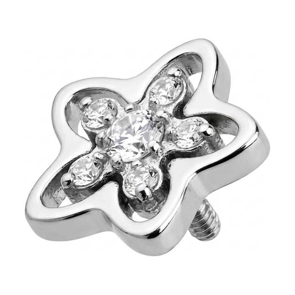 Titanium Top Cutout Flower Zirconia Cluster Internally Threaded