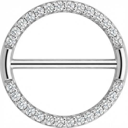 Titanium Nipple Piercing Paved Crystal Circle Clicker