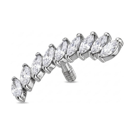 Titanium Top Curved Marquise Zirconia Cluster Internally Threaded