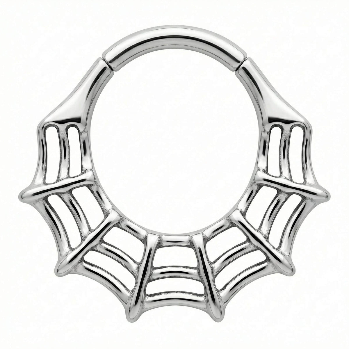 Titanium Ring Gothic Spider Web Clicker