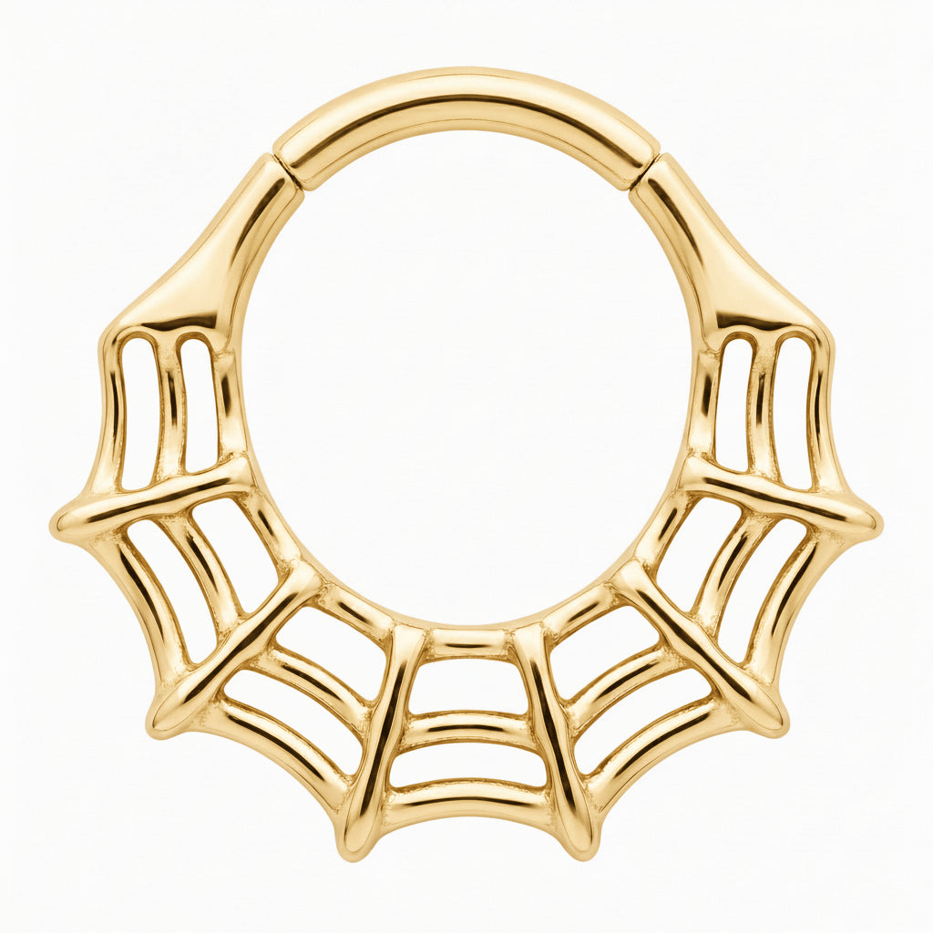 Titanium Ring Gothic Spider Web Clicker