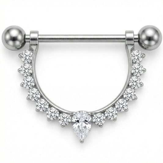 Titanium Nipple Piercing Zirconia Teardrop Arch