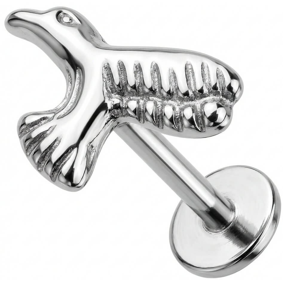 Titanium Labret Flying Hummingbird Figure Internally Threaded