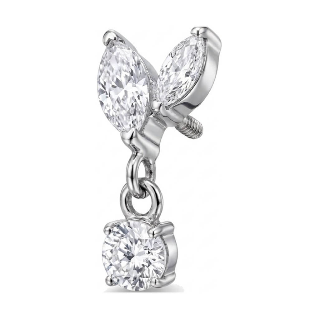 Titanium Top Double Marquise With Dangle Internally Threaded