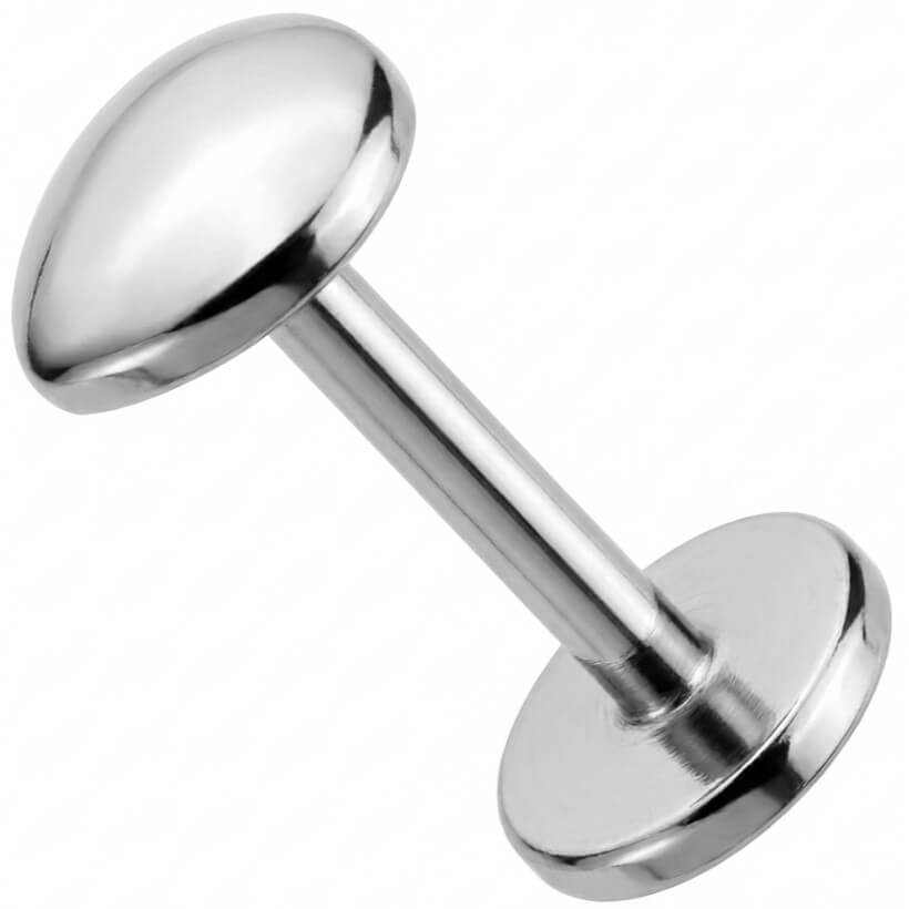 Titanium Labret Smooth Oval Dome Top Internally Threaded