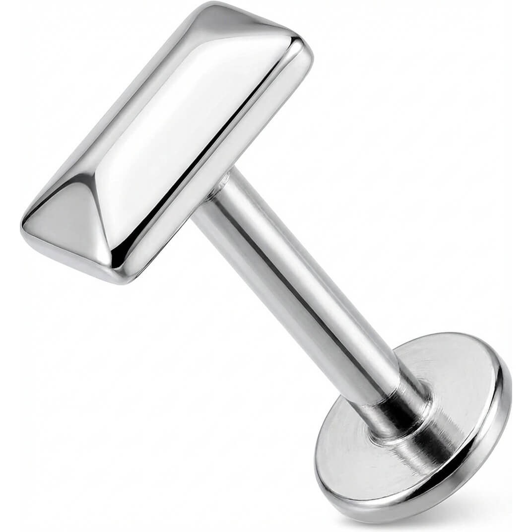 Titanium Labret Beveled Rectangular Bar Top Internally Threaded