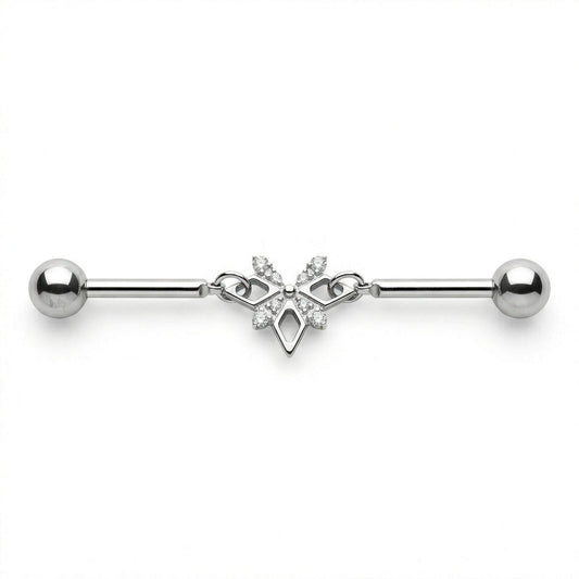 Titanium Industrial Barbell Geometric Crystal Butterfly Internally Threaded