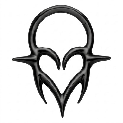 Titanium Ring Tribal Gothic Heart Clicker