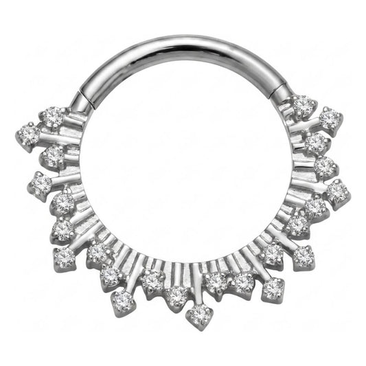 Titanium Ring Sun Zirconia Clicker