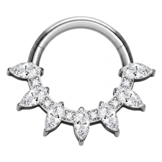 Titanium Ring Marquise Zirconias Clicker