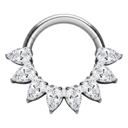 Titanium Ring Teardrop Zirconias Clicker