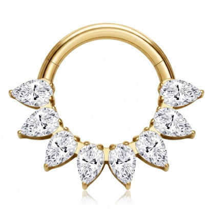 Titanium Ring Teardrop Zirconias Clicker