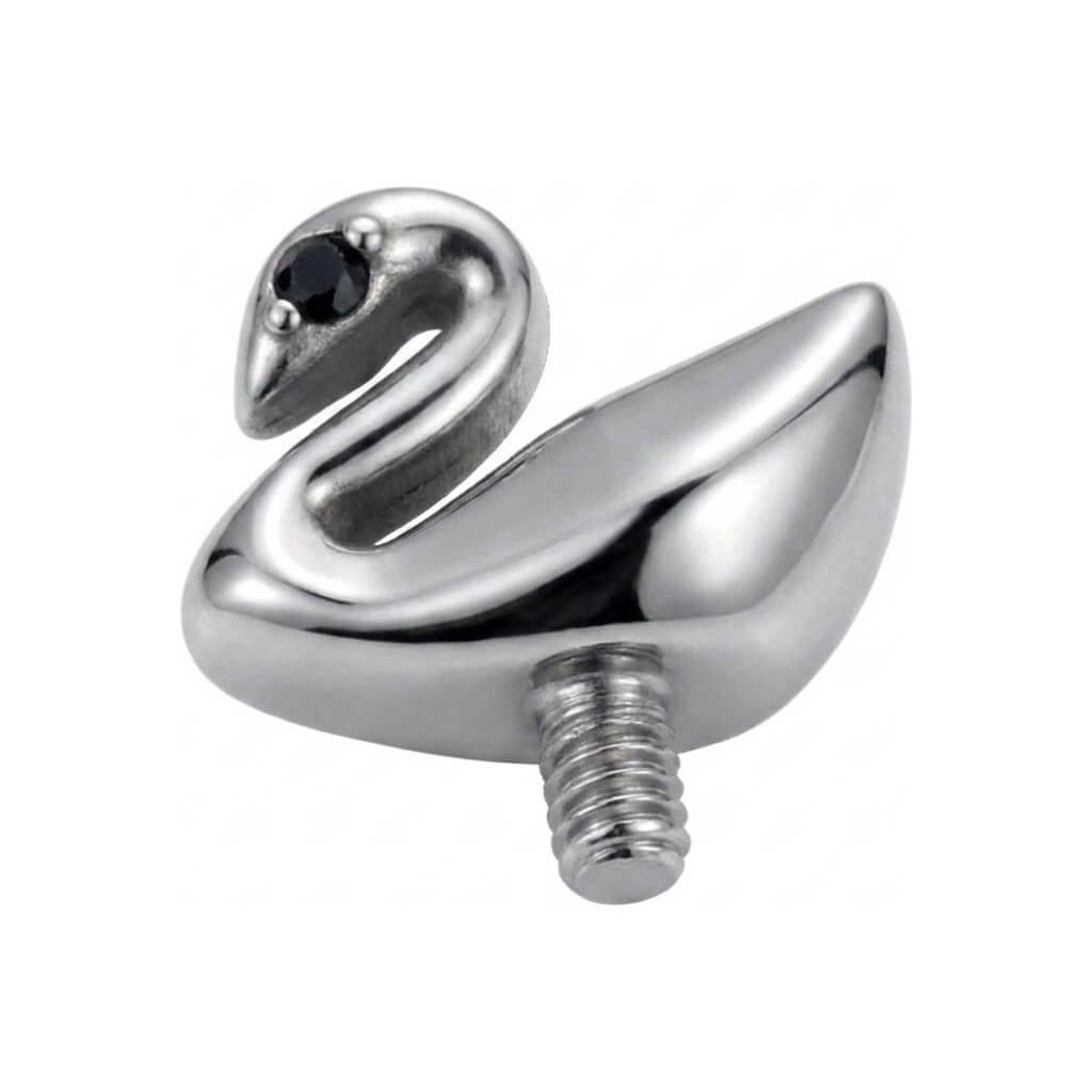 Titanium Top Swan With Black Stone Internally Threaded